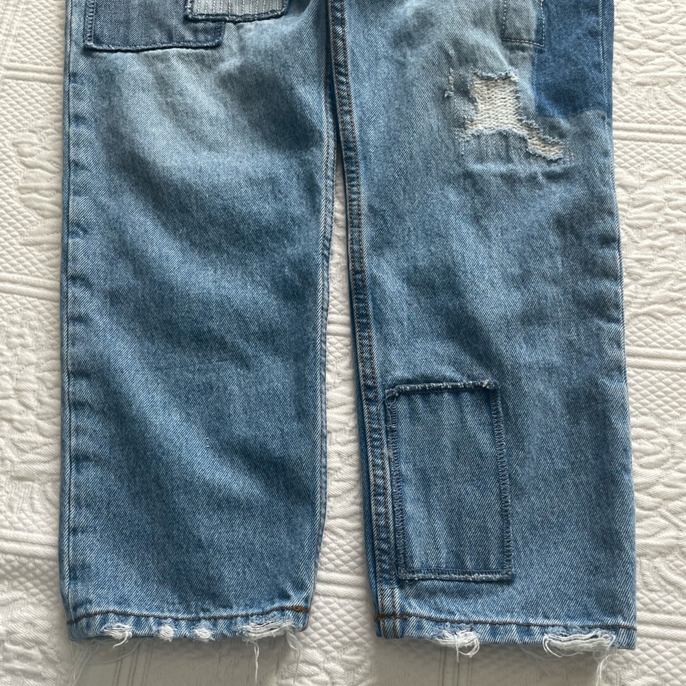 Urban Outfitters BDG Dad Slim Taper Fit Jean Medium Wash Patchwork Denim 33 - Picture 11 of 16